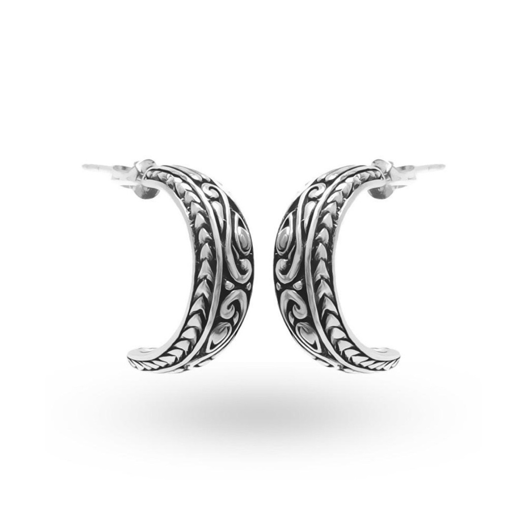 Sterling Silver Hoop Bali Earrings
